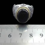 انگشتر عقیق مشکی نقره مردانه طرح فانتزی یا علی (ع) - Image 3