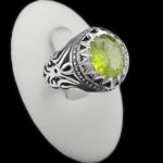 انگشتر زبرجد الماس تراش نقره مردانه دست ساز طرح فاخر آبتین