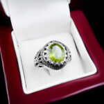 انگشتر زبرجد الماس تراش نقره مردانه دست ساز طرح فاخر آبتین - Image 5