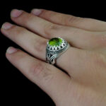 انگشتر زبرجد الماس تراش نقره مردانه دست ساز طرح فاخر آبتین - Image 3