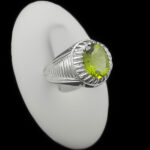 انگشتر زبرجد الماس تراش نقره دست ساز مردانه طرح آروین