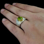 انگشتر زبرجد الماس تراش نقره مردانه دست ساز طرح دور طلایی ارژنگ - Image 2