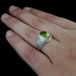 انگشتر زبرجد الماس تراش نقره مردانه دست ساز طرح بهپور - Image 2