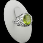 انگشتر زبرجد الماس تراش نقره مردانه دست ساز طرح بهپور