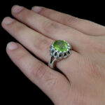 انگشتر زبرجد الماس تراش نقره مردانه طرح ماهان - Image 4