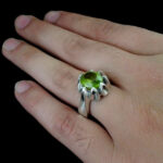 انگشتر زبرجد الماس تراش نقره مردانه طرح مزدک - Image 4