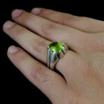 انگشتر زبرجد الماس تراش نقره مردانه دست ساز طرح یارا - Image 2