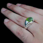 انگشتر زبرجد الماس تراش نقره مردانه طرح دست ساز حامد - Image 3