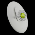 انگشتر زبرجد الماس تراش نقره زنانه طرح پریزاد