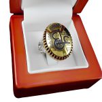 انگشتر حدید صینی نقره مردانه طرح یزدان با ذکر عین علی (ع)