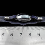 دستبند نقره چرم طبیعی طرح الینا زنانه با نگین حدید صینی + حکاکی - Image 2