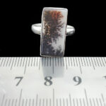 انگشتر عقیق شجر نقره دست ساز طرح مستطیلی باژین +حرز امام جواد (ع) +تربت امام حسین (ع) - Image 2