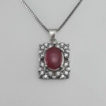 گردنبند عقیق سرخ یمنی نقره زنانه طرح حاناب - Image 2