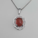 گردنبند عقیق سرخ یمنی نقره زنانه طرح فاران - Image 2