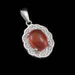 گردنبند عقیق سرخ یمنی نقره زنانه طرح فاران