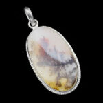 گردنبند عقیق شجر نقره دست ساز طرح شیلان +حرز امام جواد (ع) +تربت امام حسین (ع)