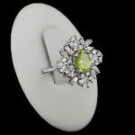 انگشتر زبرجد الماس تراش نقره زنانه طرح ثانیا