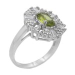 انگشتر زبرجد الماس تراش نقره زنانه طرح ثامیا