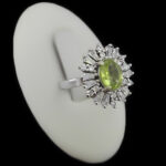 انگشتر زبرجد الماس تراش نقره زنانه طرح ثامین