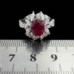 نیم ست یاقوت سرخ الماس تراش نقره زنانه طرح کتان - Image 4