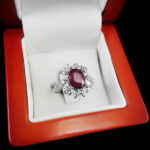 نیم ست یاقوت سرخ الماس تراش نقره زنانه طرح کتان - Image 2