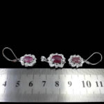 نیم ست یاقوت سرخ الماس تراش نقره زنانه طرح کتان - Image 3