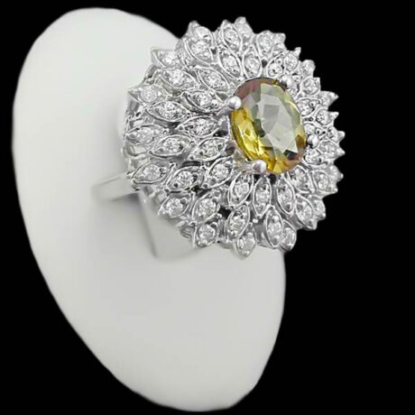 انگشتر الکساندریت الماس تراش نقره زنانه طرح آناهید