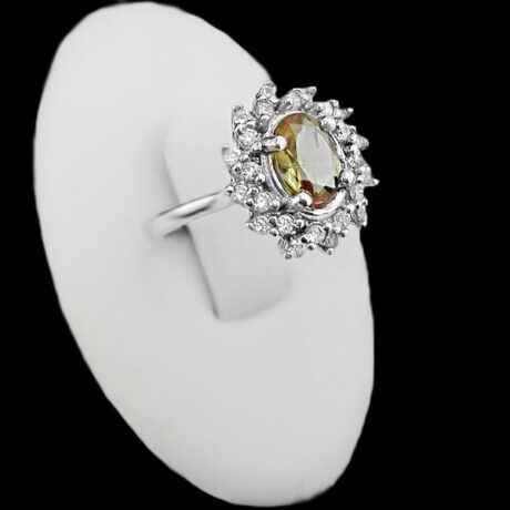 انگشتر الکساندریت الماس تراش نقره زنانه طرح رامیان