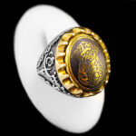 انگشتر حدید صینی نقره مردانه طرح آترین+حکاکی ذکر یا فاطمه الزهرا