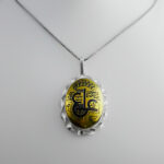 گردنبند حدید صینی نقره مردانه و زنانه بزرگ دست ساز طرح دورپیچ عین علی (ع) + حرز امام جواد (ع) - Image 3