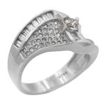 حلقه تک نگین نقره زنانه طرح آشتین