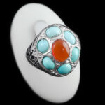 انگشتر چند نگین نقره مردانه طرح فاخر پرسا