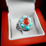 انگشتر چند نگین نقره مردانه طرح فاخر پرسا - Image 3