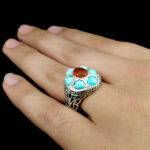 انگشتر چند نگین نقره مردانه طرح فاخر پرسا - Image 4