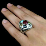 انگشتر چند نگین نقره مردانه طرح برهان - Image 4