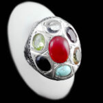 انگشتر چند نگین نقره مردانه طرح برهان