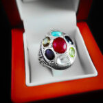 انگشتر چند نگین نقره مردانه طرح برهان - Image 2