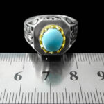 انگشتر فیروزه نیشابوری نقره دست ساز فاخر مردانه طرح حماد - Image 2