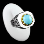 انگشتر فیروزه نیشابوری نقره دست ساز فاخر مردانه طرح حماد