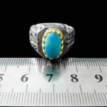 انگشتر فیروزه نیشابوری نقره دست ساز فاخر مردانه طرح سامین - Image 2