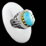 انگشتر فیروزه نیشابوری نقره دست ساز فاخر مردانه طرح سامین