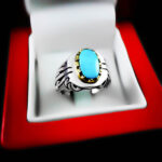 انگشتر فیروزه نیشابوری نقره دست ساز فاخر مردانه طرح سامین - Image 3