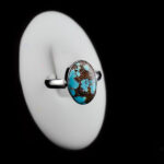 انگشتر فیروزه نیشابوری نقره دست ساز مردانه و زنانه طرح بیضی ساده + حرز امام جواد (ع)