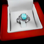 انگشتر فیروزه نیشابوری نقره زنانه طرح رزانام - Image 3