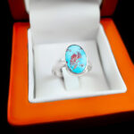 انگشتر فیروزه نیشابوری نقره دست ساز مردانه و زنانه طرح نامان+ حرز امام جواد (ع) - Image 3