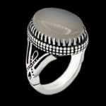 انگشتر عقیق کبود یمنی نقره مردانه طرح سردار دلها