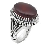 انگشتر عقیق سرخ نقره مردانه طرح سردار دلها