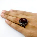 انگشتر عقیق سرخ نقره مردانه طرح سردار دلها - Image 4