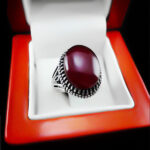 انگشتر عقیق سرخ نقره مردانه طرح سردار دلها - Image 2