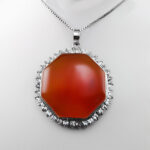 گردنبند عقیق سرخ یمنی نقره زنانه طرح فاخر هشت ضلعی سارن - Image 3